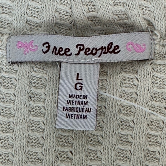 Free People Stone Cold Juicy Long Sleeve Waffle Knit Top L Oversized Cowl Neck - Picture 9 of 16